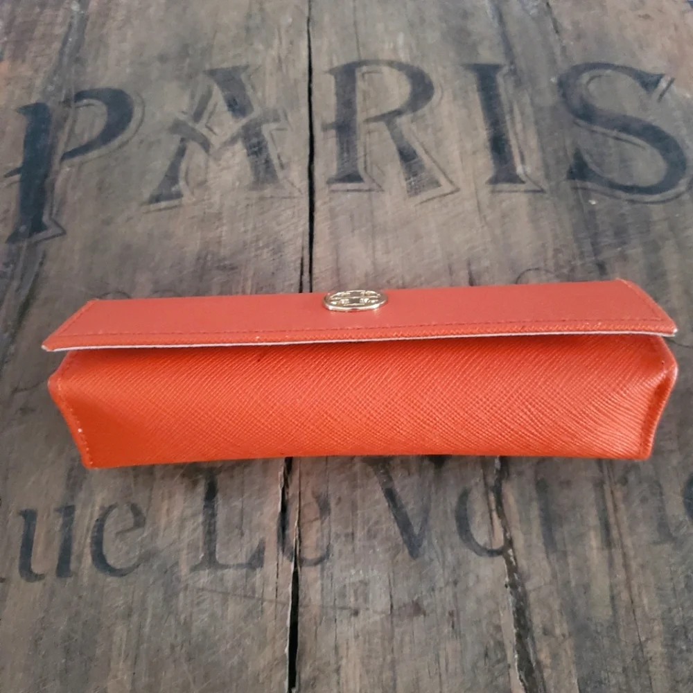 🔥TORY BURCH Rusty Orange Signature Logo Eyeglass‎ | Sunglass Case | Storage